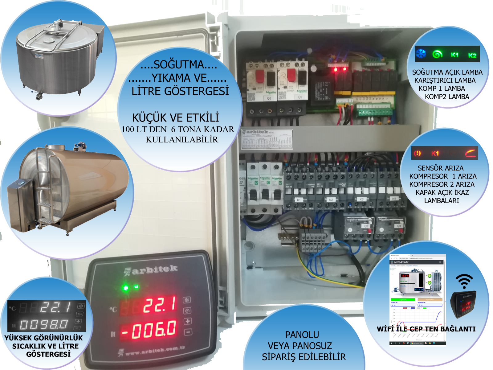 Yatay süt tankı kontrol cihazı terazili